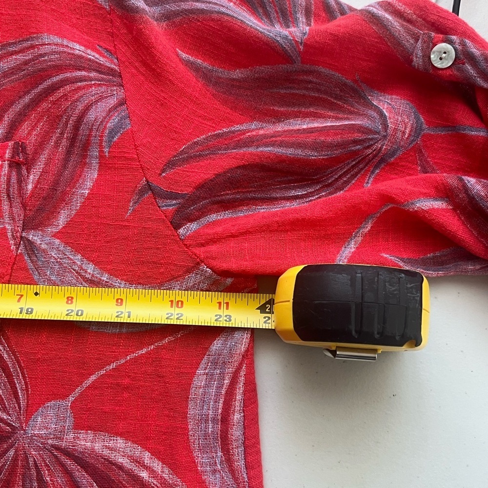 Made in Italy Leaf Floral Sz L 100% Cotton Button Front Tunic Blouse - Picture 10 of 11